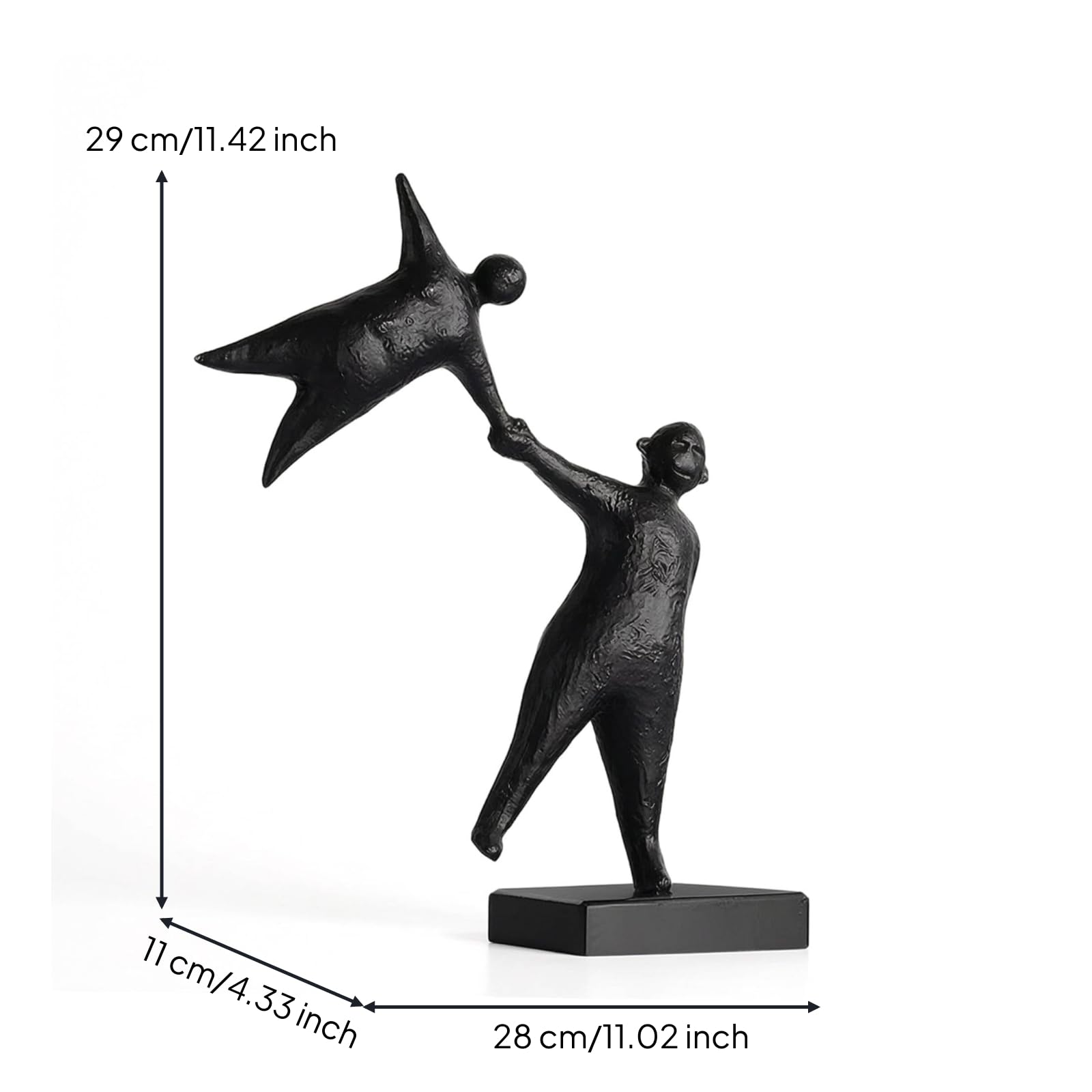 Adorno Escultural Resina con Dos Figuras Estilizadas Inclinada y Acabado Mate para Estante Compacto Acuada para Ambiente Creativo