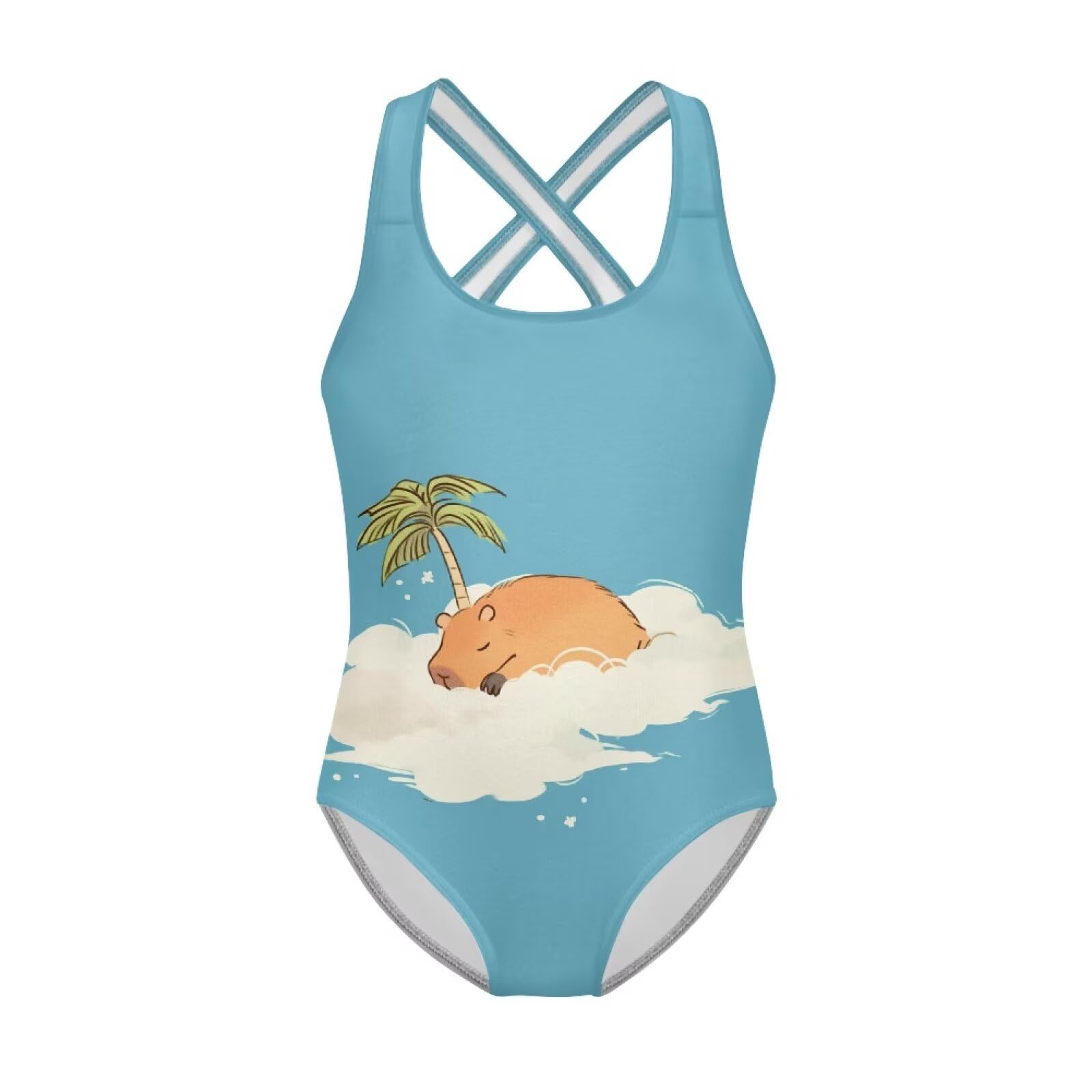 Girls Swimsuit Criss Cross Back 1-Piece Summer Beach Swiwmear