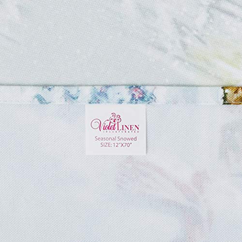 Violet Linen Christmas Snowed Man, Polyester, Super Soft Feel Faux Suede Fabric, Digital Print Decorative Table Runner, 13" X 70", Santa Claus With Snowman Design #TOP2