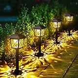Solar Christmas Pathway Lights Outdoor Decorations 6 Pack, RECHOO Solar Garden Lights with 2...