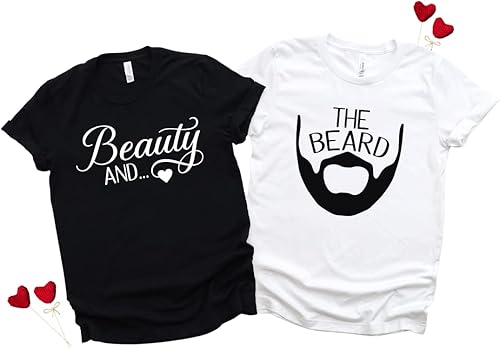 Camisa de belleza y barba, Camisas para parejas para él y ella, Camisa de recién casados, Camisas de pareja comprometida, Camisas a juego para