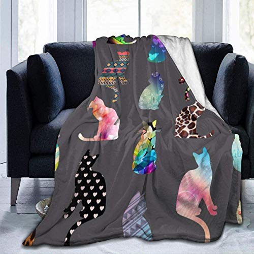 Blanket Cat Fleece Blanket Foldrable Throw Blanket Washable Couch Sofa Fuzzy Blanket Reversible Plush Blanket Beach Blanket for Home Office 60x50 in