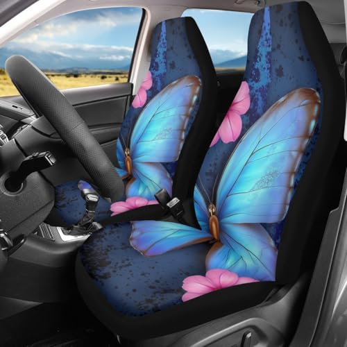 Pehede Car Seat Cover Blue Glowing Butterfly Front for Cars, Easy to Install Cover Set, Accessories Auto Trucks Van SUV,2 Packs by Pehede - Used condition - Image 2