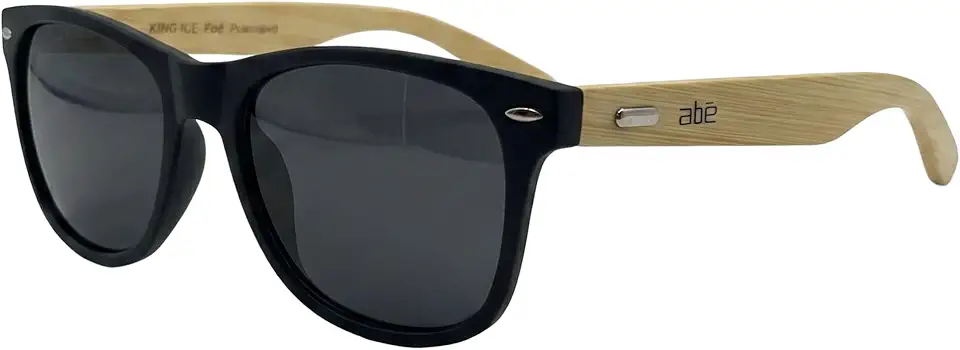 Óculos De Sol Premium Masculino King One, Lente CR-39 Polarizada UV400, Preto Fosco, Madeira ECO, Case Couro Incluso, Marca ABÊ CLUB