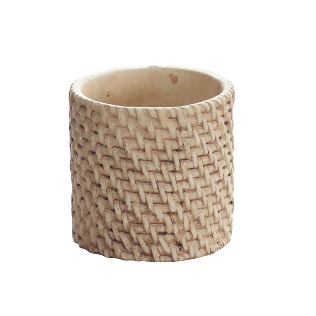Gelasige B Flower Pots Woven Cement Flower Pot Green Plant Set Pot Amboo Woven Pot Plant Pot Cement Flower Pot With Drainage Holes Outdoor Flower Pots(B)