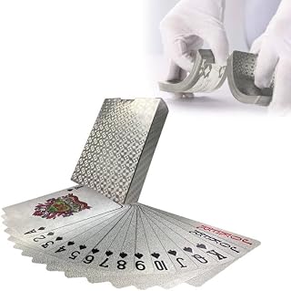 Bavooty wasserdichte Spielkarten - Coole Plastik-Pokerkarten für Kinder & Erwachsene - Familienparty Spiel Playing Cards, Silber (1 Stück)