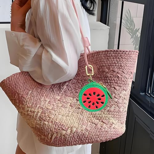 Image of 2.36 x 2.36 Inch Watermelon Fruit Bag Charm Cute Mini Coin Purse Keychain,Mini Leather Coin Pouch Change Purse for Backpack Decoration,Coin Watermelon Wallet Gifts for Girl Women