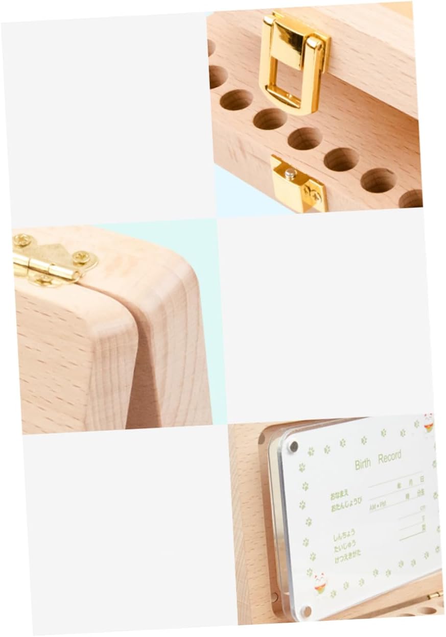 Wooden Teeth Storage Box Tooth Chart Creative Keepsake for Boys and Girls for Preserving Precious Childhood Memories Japanese Stickers