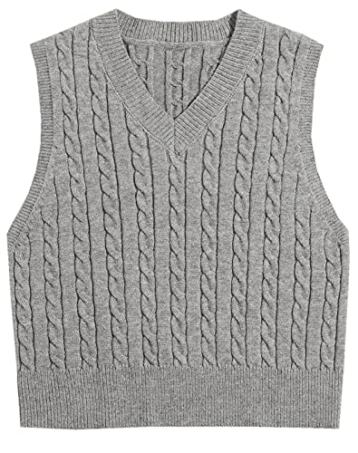 Image of Betusline Women's Cable Knit Sleeveless Crop Sweater Vests