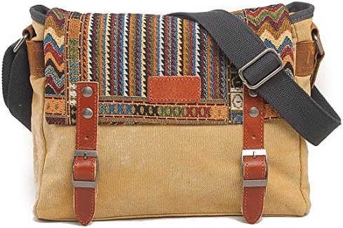 FXTXYMX 11.8 inch iPad Carrying Case Functional HandBag Tablets Messenger Bag Leisure Canvas Shoulder Crossbody Bag For Men Women College Teens (Khaki)