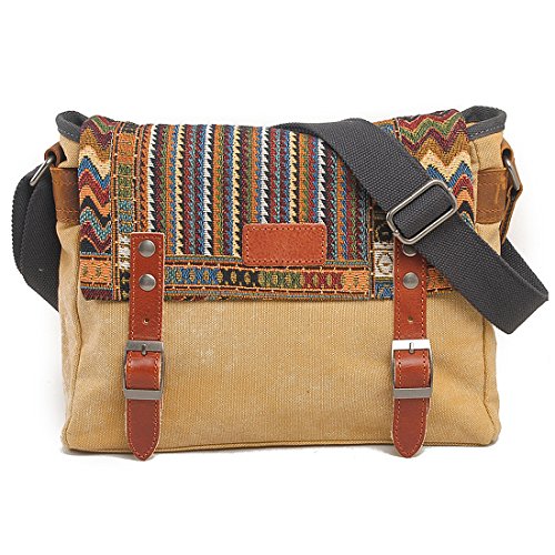 Fxtxymx 11.8 Inch Ipad Carrying Case Functional Handbag Tablets Messenger Bag Leisure Canvas Shoulder Crossbody Bag For Men Women College Teens (Khaki) #TOP21