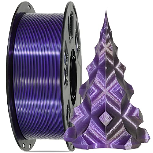 Image of MIKA3D 1.75mm Silk Shiny Purple Black PLA Dual Color Co-Extrusion 3D Filament, 2 Colors in 1 3D Filament, 1KG 3D Printing Material with Bicolor Dichromatic 2 Silk Shiny Colors, Widely Fit 3D Printers
