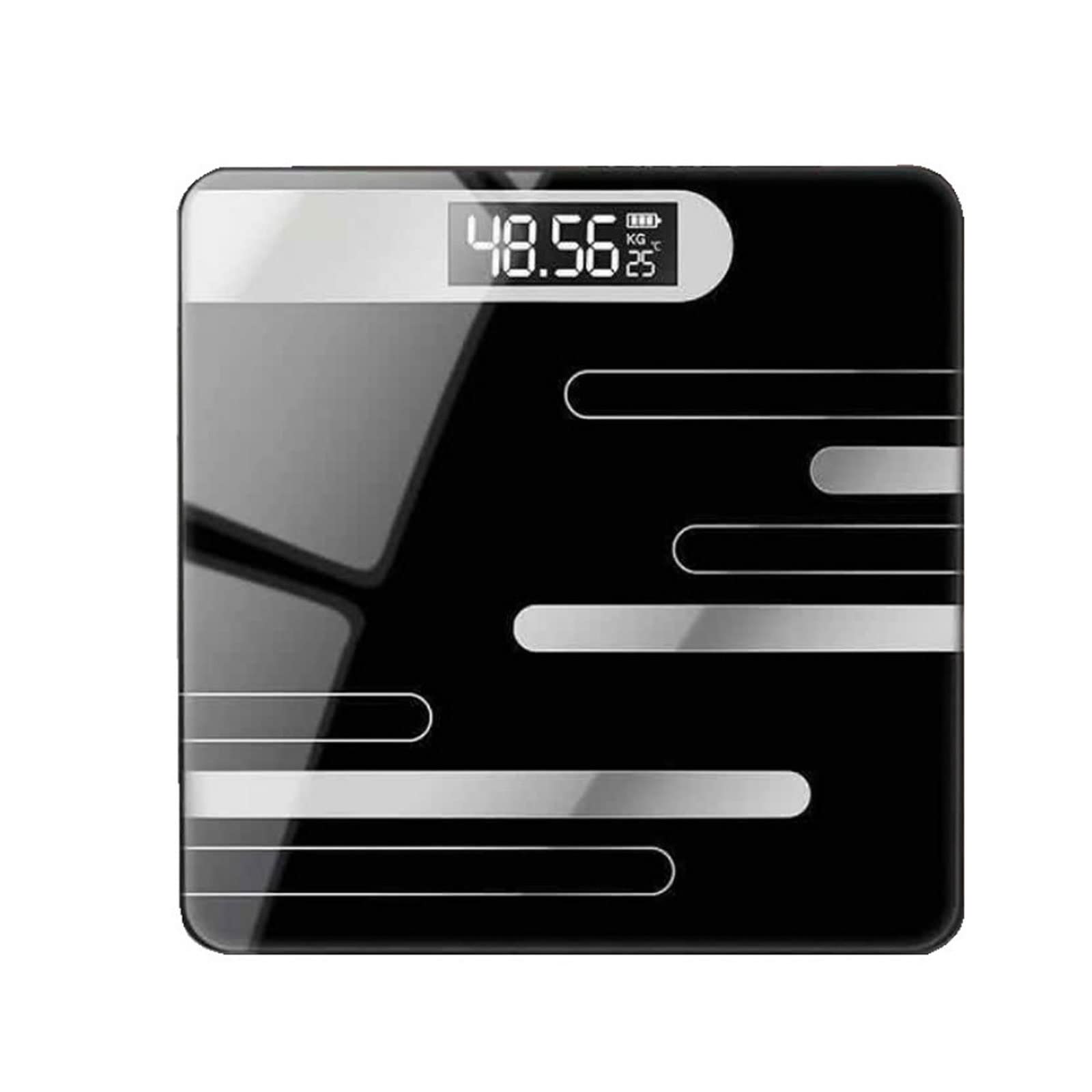 JINGYAN Básculas digitales Bathroom Weighing Scale Smart Body Scales LCD Display Glass Digital Weight Electronic Floor Health Balance(Schwarz)