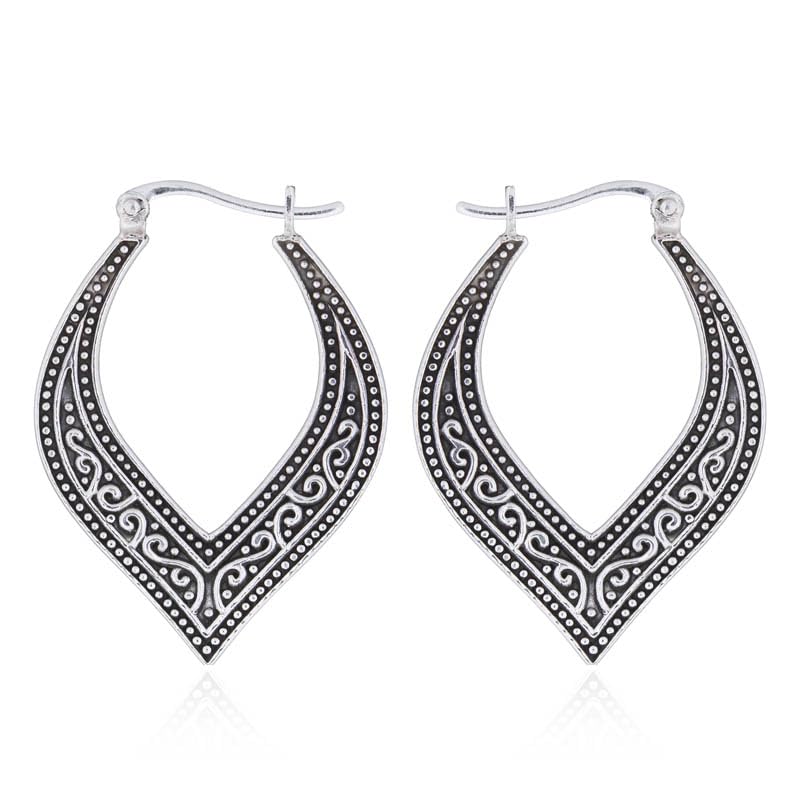Boucles d'oreilles Naga argent massif 30mm pendantes ciselées pour femme