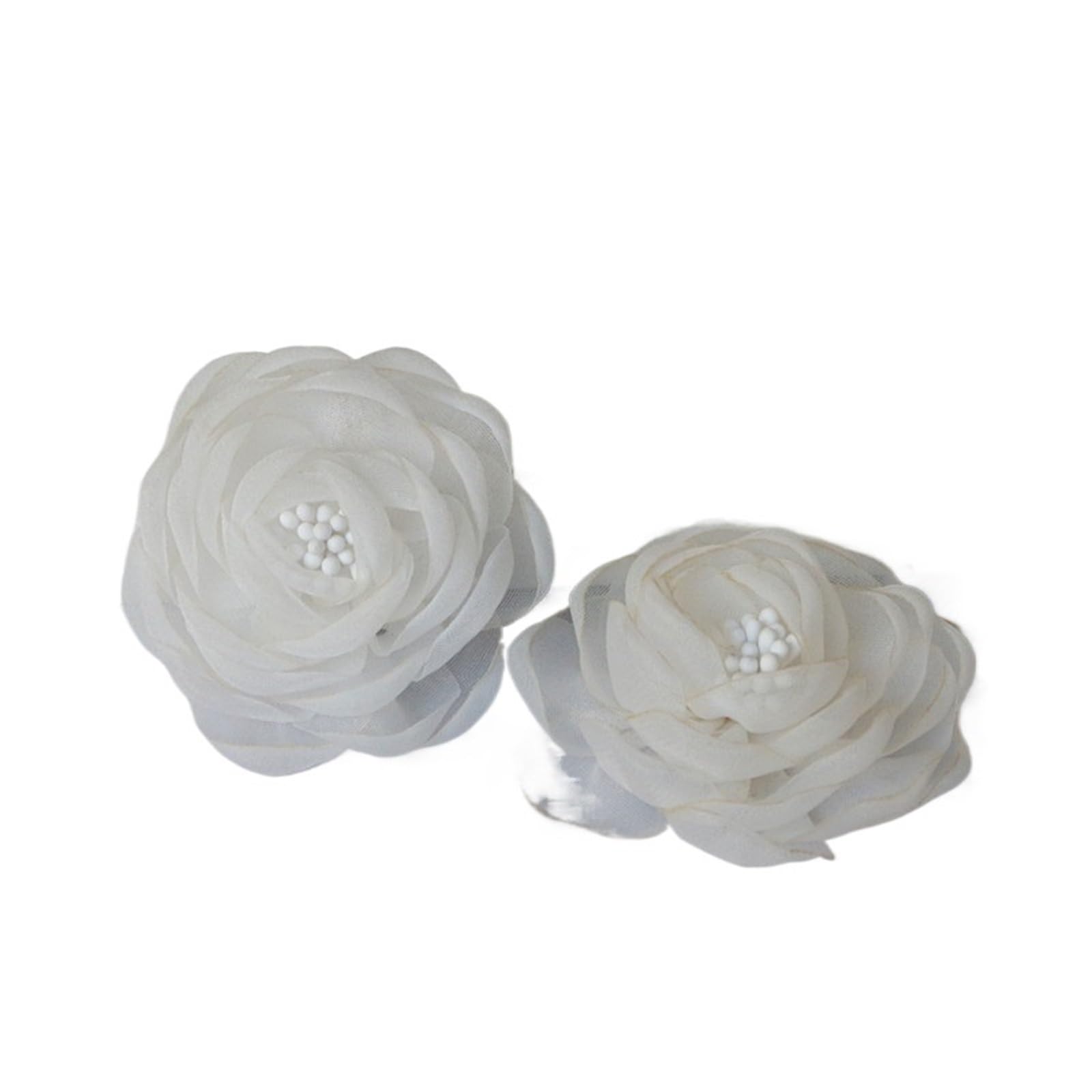Mini Flores De Tela 50 Rosas Artificiales de 5, cm con núcleo Tela Gasa 3D for decoración Vestidos Boda, Sombreros y Costura DIY(White)