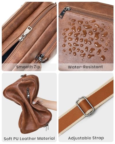 Image of Bluome Crossbody Purse for Women Multi Pocket Crossbody Bag with 3 Front Pockets Leather Shoulder Bag Everyday Travel Bag