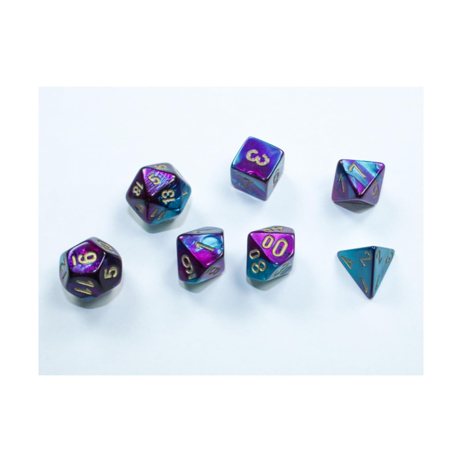 Amazon.com: Purple and Teal Gemini Mini Dice with Gold Colored