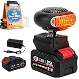 2026 New Battery Operated Heaters for Indoors, Portable 360-Degree Rotation Cordless Car Heater, Rechargeable Powered Space Heater for Camping Tent Tricycles Office (5 Batteries Kit)