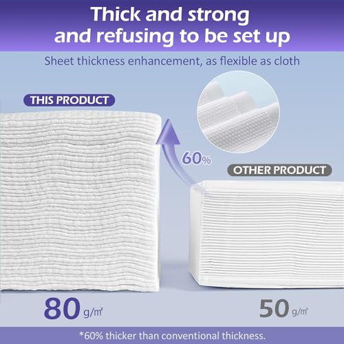 Cokoness Disposable Face Towel 100 Count, Face Clean Towels, Soft Cotton Dry Wipes Facial Cloths Towelettes For Washing And Drying thumb #6