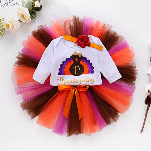 Macacão infantil para meninas manga longa dia de ação de graças carta de desenho animado estampado b