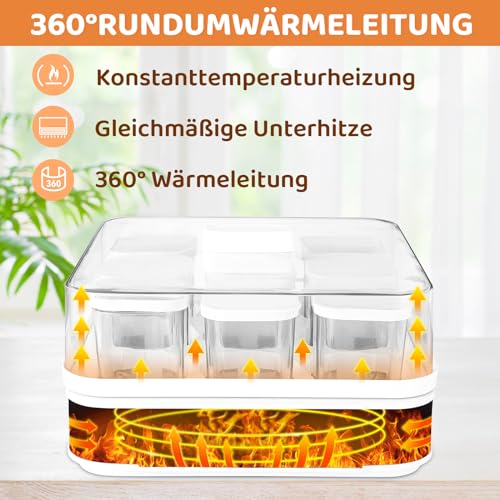 Yogurtera, Yogurtera Eléctrica, Maquina Para Hacer Yogur Casero, Yogurtera para Yogur, Queso Fresco y Queso Crema, con 9 Tarros de 170 ml con Tapa, con Temporizador, Termostato Ajustable, 40 W - imagen 5