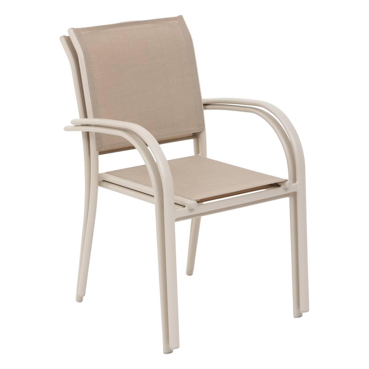 Hespéride - Silla de jardín apilable Piazza, de Lino y Arcilla, Resistente a la corrosión, Ligera, fácil de Guardar, para Patio y balcón