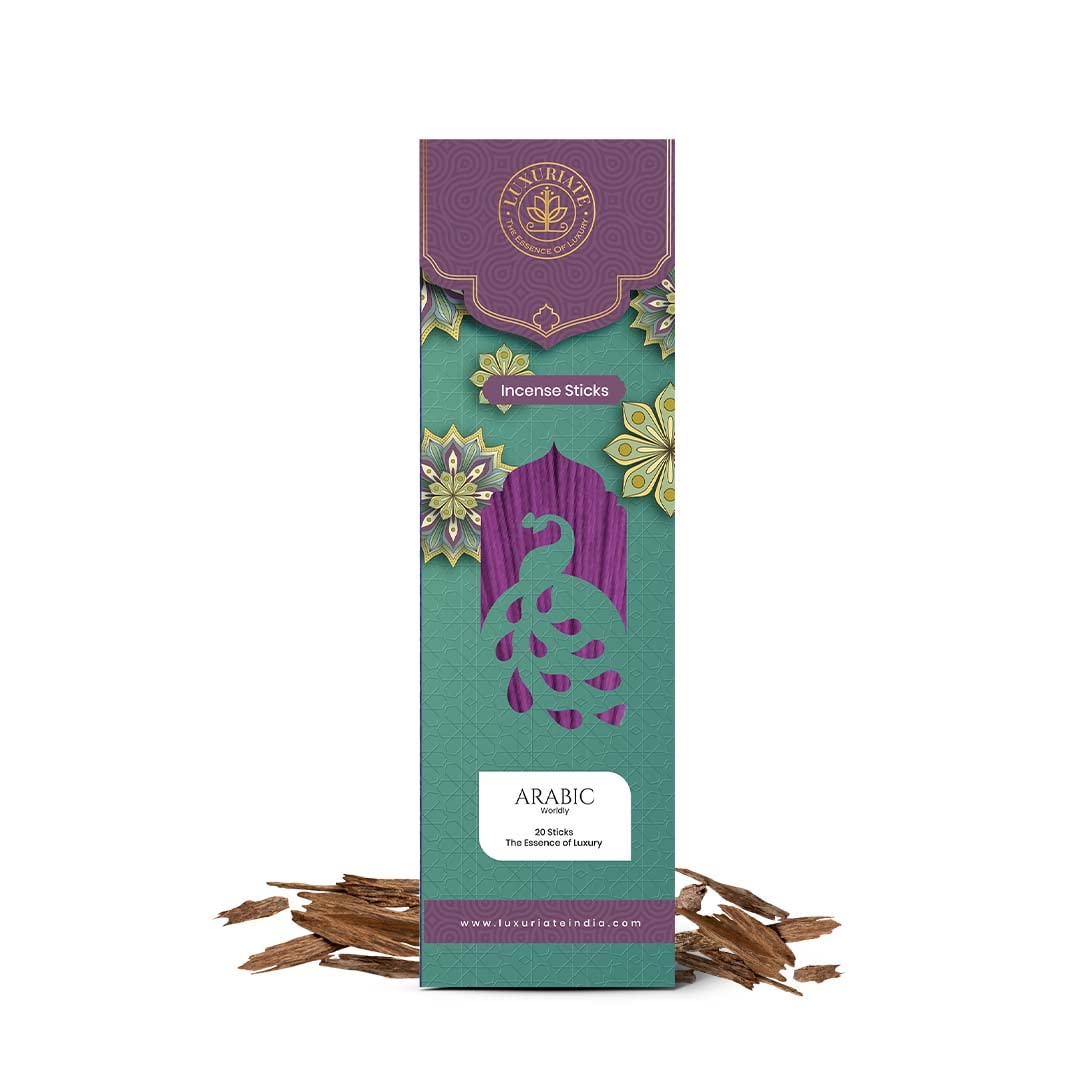 LUXURIATE Arabic Breez Organic Natural Herbal Incense Organic Incense, Long-Lasting Incense Stick, Agarbatti for Puja, Prayer | Luxury Premium Incense - Pack of 1 (20 Sticks) | Incense Stick