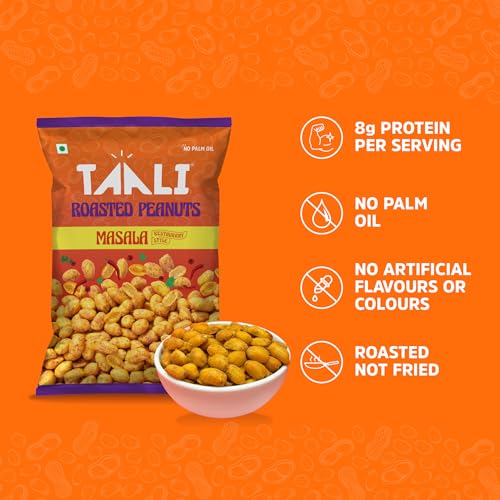 Image of Taali Roasted Peanuts - Masala Peanuts |Crunchy Healthy Snacks | No Trans Fat, Gluten free, Roasted Not Fried (Pack of 4 x 140 gms)(weight may vary)