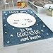 Produktbild Paco Home Kinderteppich Kinderzimmer Mädchen Waschbar Sterne Niedlicher Mond Spruch Blau, Grösse:120x160 cm
