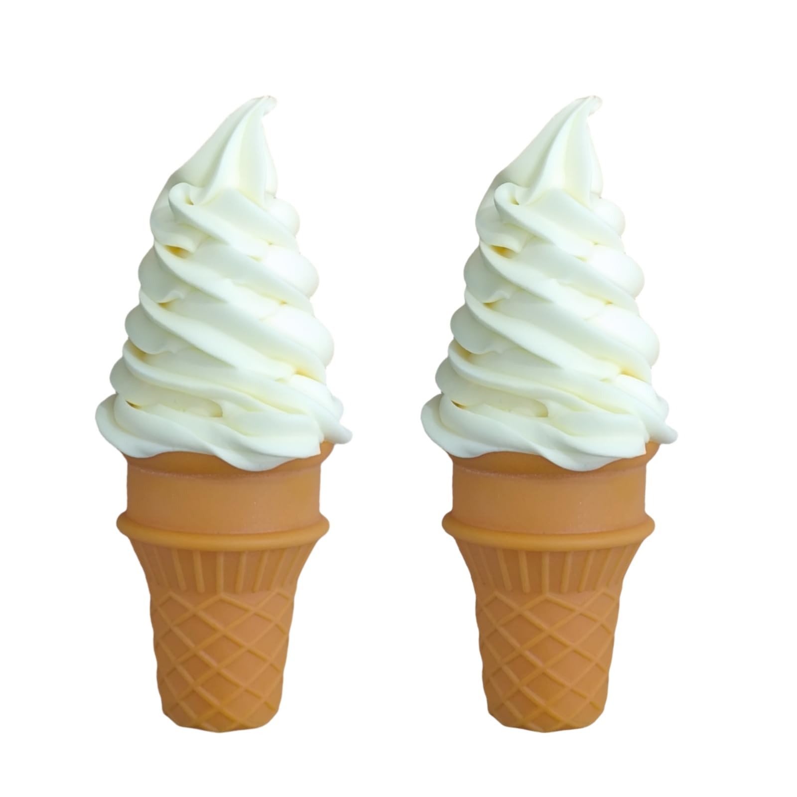 LONG XIN SERIES 2 Pcs Simulated Ice Cream Artificial Lifelike Ice Cream Fake Ice Cream Food Model for Home Kitchen Cabinet Desk Shops Party Decor Sample Display Photography Props(White)