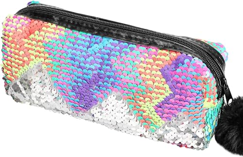 PHOGARY Funkeln Kosmetiktasche Meerjungfrau Spiral Reversibel Pailletten tragbar Doppelte Farbe Studenten Mäppchen für Mädchen Frauen Handtasche Geldbörse