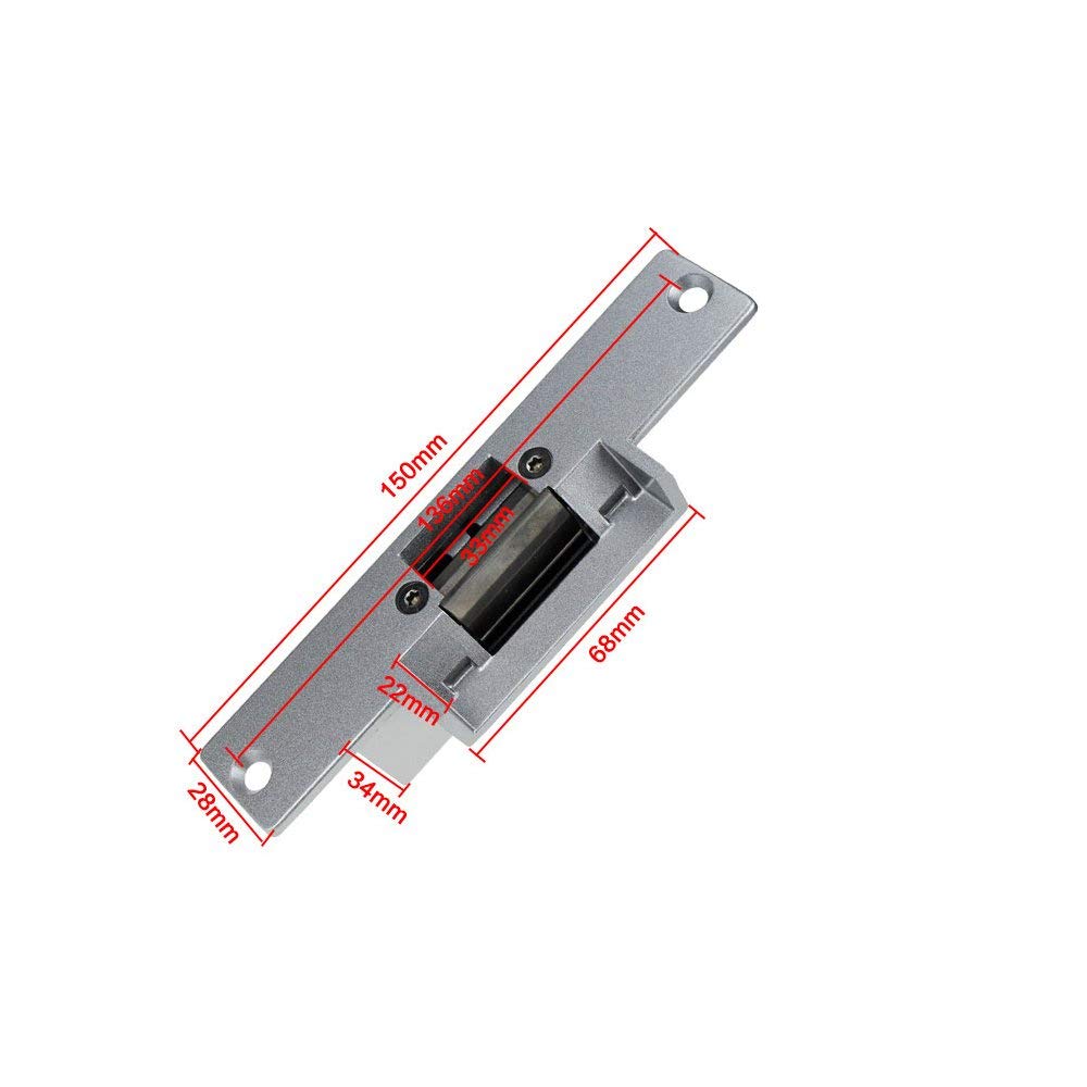 YAVIS Electric Strike Lock Fail Secure NC Mode verrouillage de porte électrique une pièce pour contrôle d'accès, porte en bois et métal DC 12V