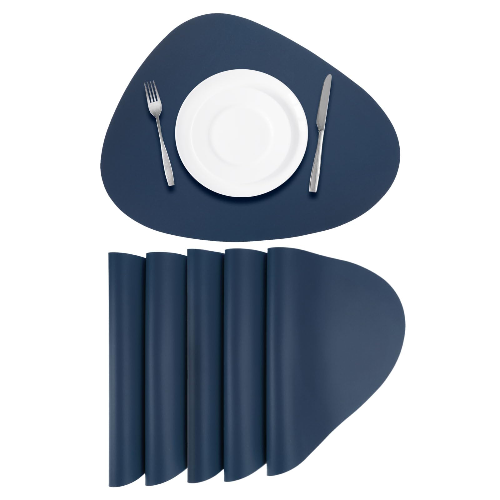 QUARKZMAN 6 Pezzi Tovagliette in Pelle Sintetica Tovagliette Blu Scuro