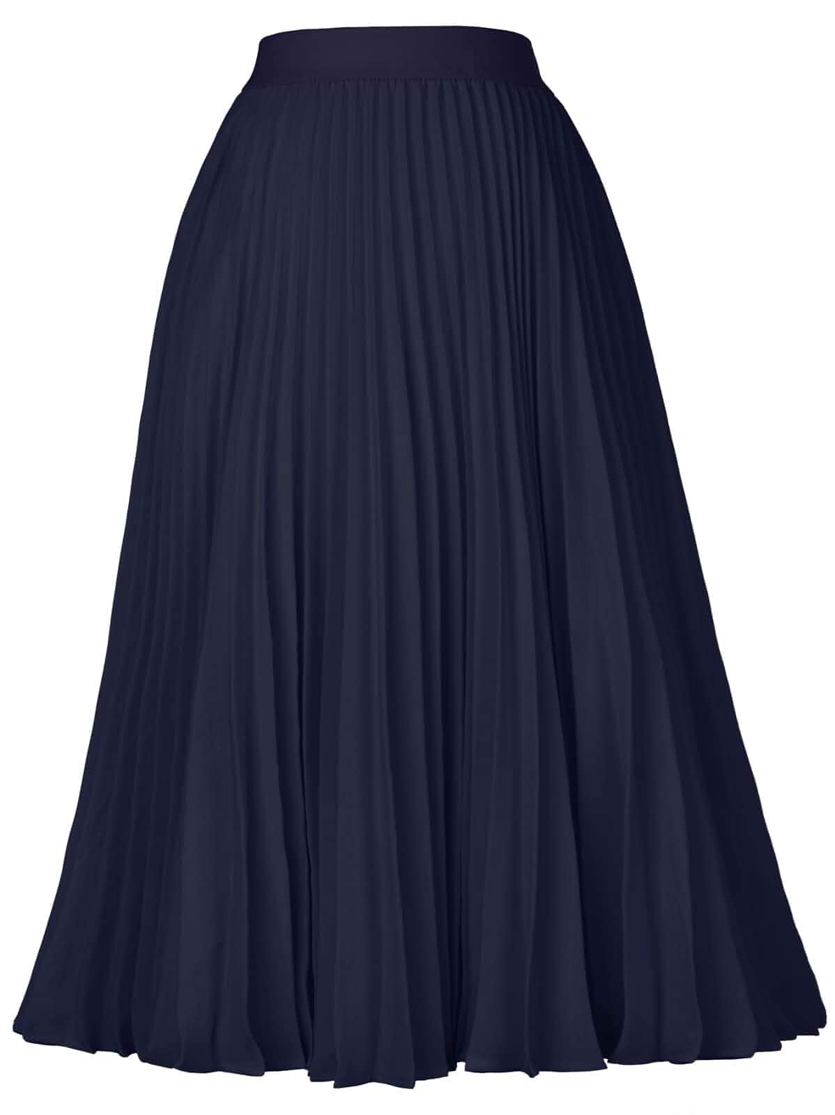 GRACE KARIN Pleated Midi Skirt for Women Chiffon A-Line Outfits High Elastic Waist,Knee Length,Long Flowy Swing Flare Skirts,Daily Casual Wear,Holiday Party,Fashion Clothes