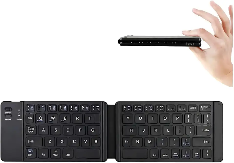 Teclado Bluetooth Dobrável Ultraportátil – Sem Fio, Recarregável e Compatível com iOS, Android e Windows, Ideal para Tablets e Smartphones – (Preto)