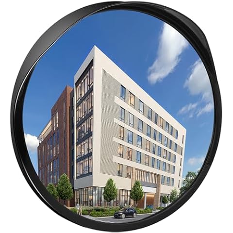 Driveway Mirror 𝟭𝟴" 𝗦𝗲𝗰𝘂𝗿𝗶𝘁𝘆 𝗠𝗶𝗿𝗿𝗼𝗿𝘀 𝗢𝘂𝘁𝗱𝗼𝗼𝗿, Blind Spot Convex Mirror with Adjustable Fixing Bracket, Wide Angle Clear View For Garage Home Parking Factory Office By Hydencamm Cover