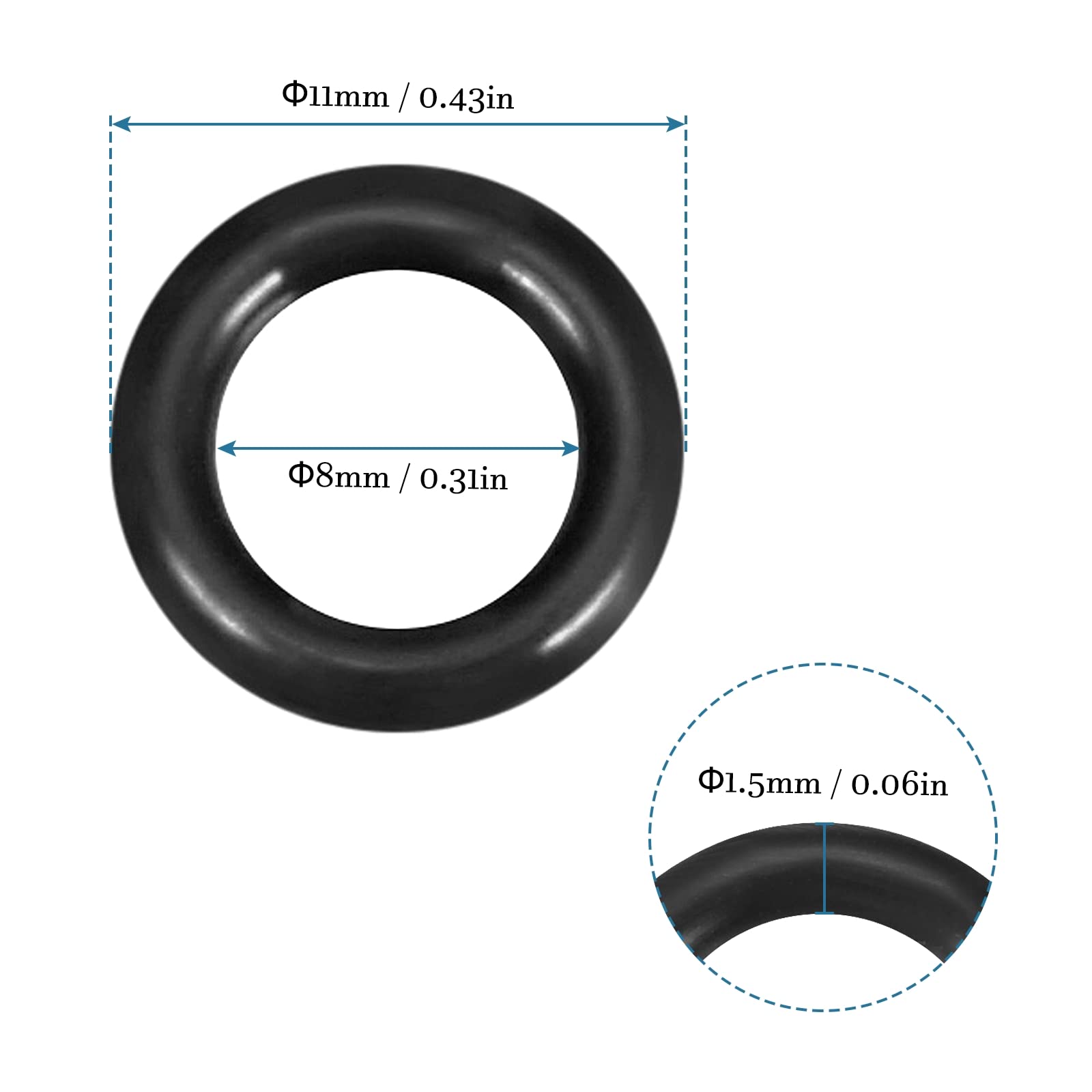 O-ring In Gomma Nitrile 11x8x1.5 Mm - 20 Pezzi Per Riparazioni Idrauliche, Rubinetti E Motori - Foto 8