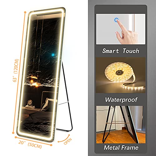 Edtemi Full Length Mirror Lighted 63"X20"-White & Full Length Mirror Lighted 63" X20 Black #TOP4