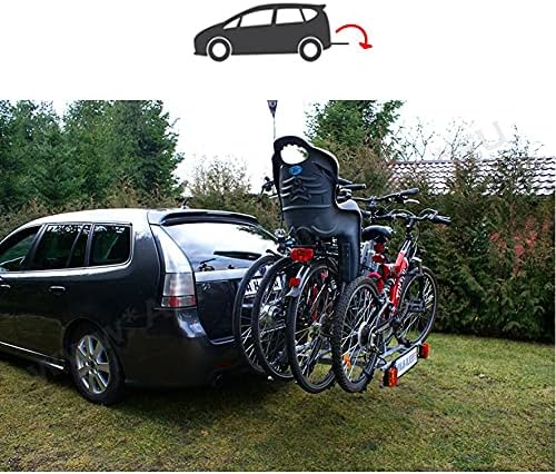 AHAKA Portabici sul Gancio di Traino per 4 Bici | Piattaforma Multi-uso | 13 Poli | Serratura di Sicurezza | Meccanismo Ribaltabile - 5