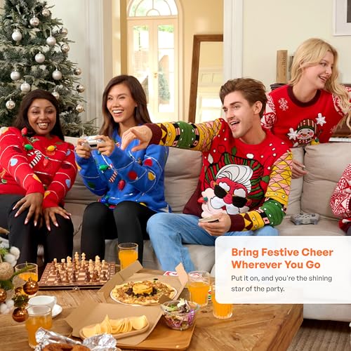 Joyin Led Light Up Ugly Christmas Sweater Men, Ugly Sweater Men With Built-In Light Bulbs, Holiday Funny Pullovers 2025 6 Joyin Led Light Up Ugly Christmas Sweater Men