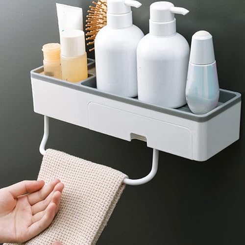 Miniatura 9 de Estante de esquina para ducha, baño, estantes flotantes, soporte para toallas de baño, estantes ajustables, riel para colgar en la pared, para