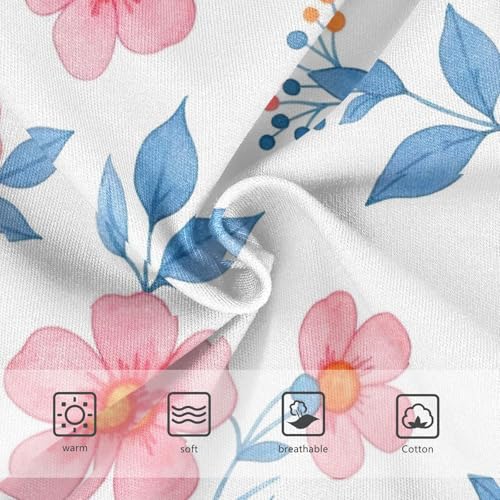 Coral Floral White Underwear Girls, Toddler Briefs, Cotton Underwear for Girls, 2–8 Years3