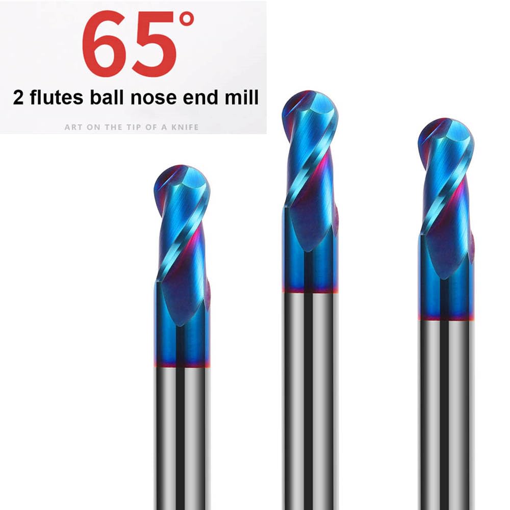 1 szt. frezów walcowo-czołowych HRC65 z końcówką kulistą, frezy spiralne dwuostrzowe, frez węglika wolframu powłoką Nano Blue, 3, 4, 6, 8 mm(R3.0x6Dx100L)