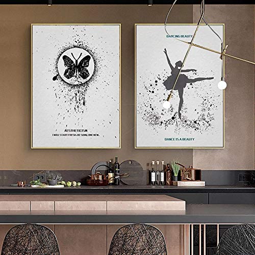 Affiche papillon danseur vintage toile noir et blanc pour sublimer un mur vide salon