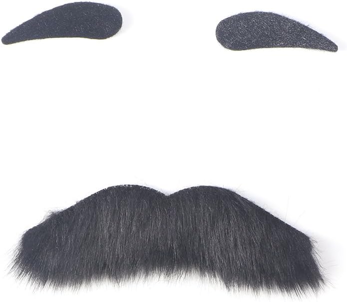 BESTOYARD Three-Piece Novelty Halloween Costumes Self Adhesive Fake Eyebrows Beard Moustache Goatee Kit Facial Hair Cosplay Props Disguise Decoration for Masquerade Costume Party (Black, Style B) : Clothing, Shoes & Jewelry