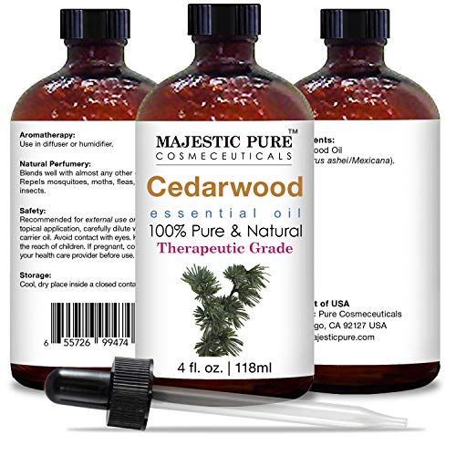 Majestic Pure Cedarwood Essential Oil, Therapeutic Grade, Pure And Natural Premium Quality Oil, 4 Fl Oz #TOP4