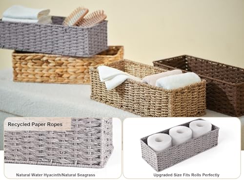 image for StorageWorks Toilet Basket Tank Topper, Toilet Paper Basket for Bathro