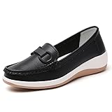 Ladies' Leisure Wedge Loafers; Slip-on Comfortable Soft Sole Single Shoes. (Black, Adult, Women, 9, Numeric, US Footwear Size System, Medium)