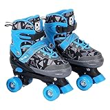 Patins Roller Ajustável Cadarço com Acessórios Azul 34-37 DM Radical