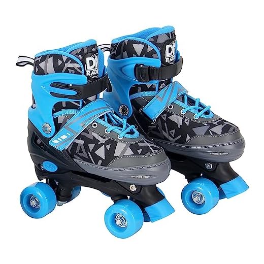 Patins Roller Ajustável Cadarço com Acessórios Azul 34-37 DM Radical